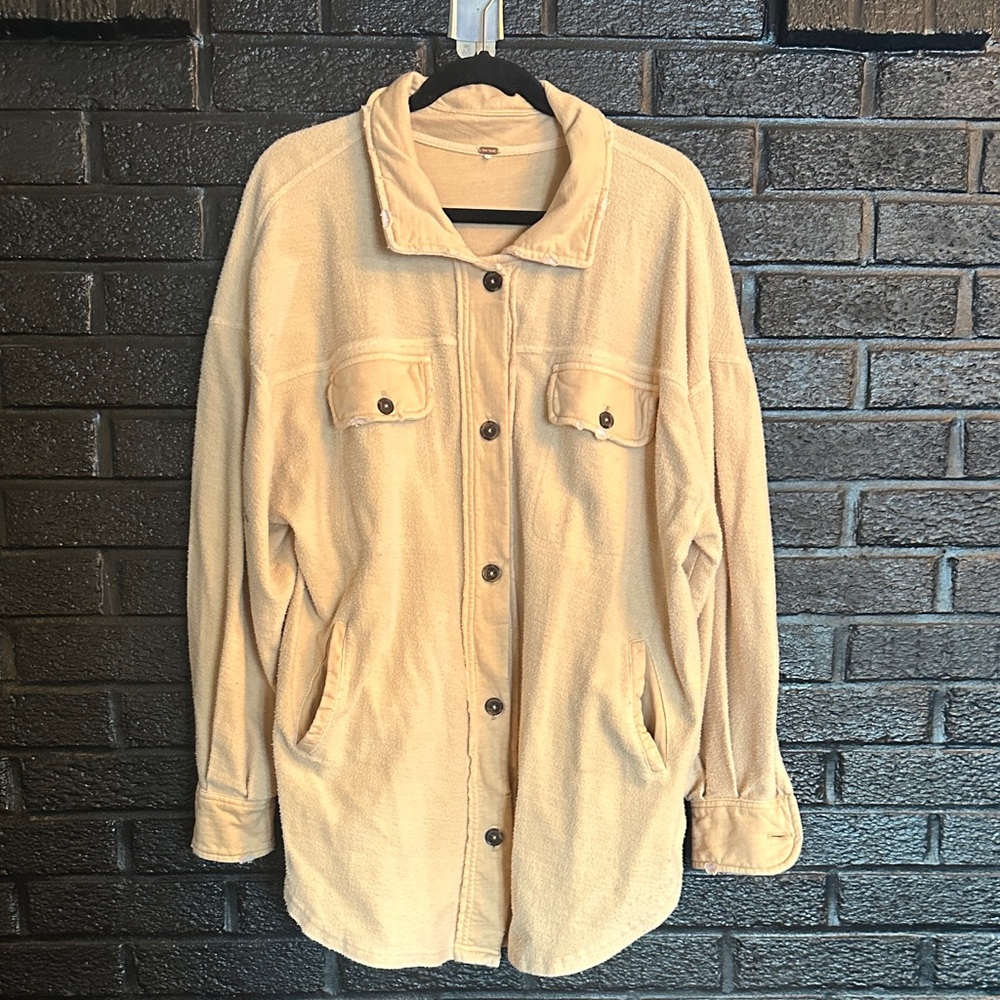 Free People Knit Detail Button Down Top Size L